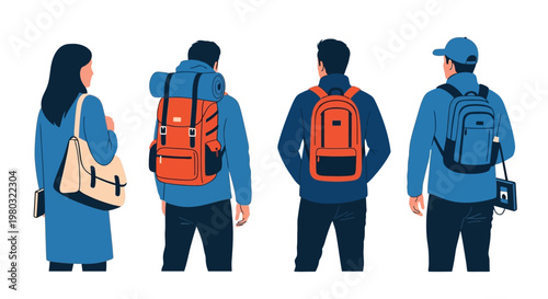 People with Backpacks and Bags.