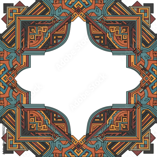 Intricate colorful ornamental design pattern.