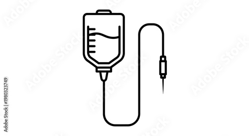 Medical IV Drip Bag Icon: Healthcare, Infusion, Treatment, and Medicine Symbol