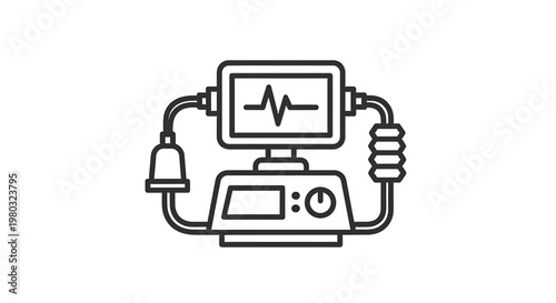 Medical Ventilator Icon: Life Support Machine for Respiratory Care