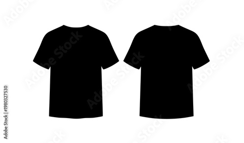 Unisex Black T Shirt Front and Back View Vector Template Technical CAD Streetwear Apparel Mockup