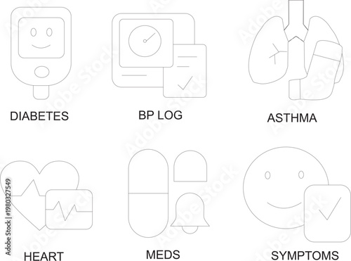 Medical Monitoring infographic thin line Set for World Health Awareness Campaign