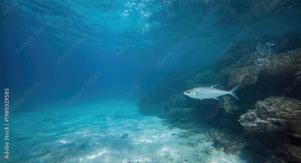 Fototapeta premium White herring exploring fish habitat in pursuit of prey
