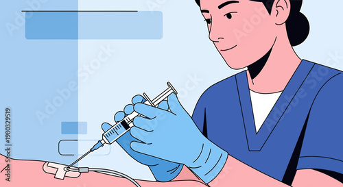 Nurse administering injection to patient, medical procedure, healthcare concept