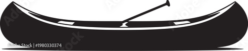 Black canoe, vector canoe icon, boat silhouette, watercraft
