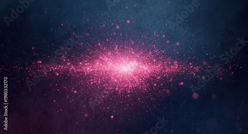 Intense vibrant shockwave combined with sparkling particles on soft daylight dark textured background copy space