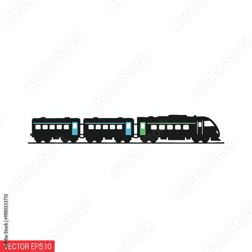 Modern Passenger Train on Tracks in Urban Environment