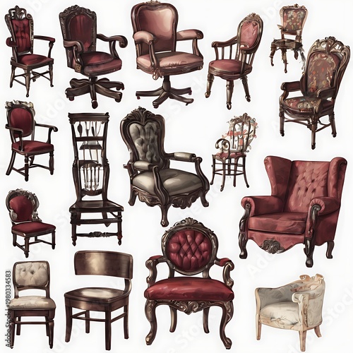 Vintage Chairs Collection Antique Furniture Showcase.