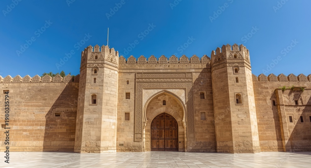 Fototapeta premium Historic medina architecture including ancient defensive fortifications and gateways
