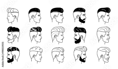 Men’s hairstyle set – haircut collection vector illustration