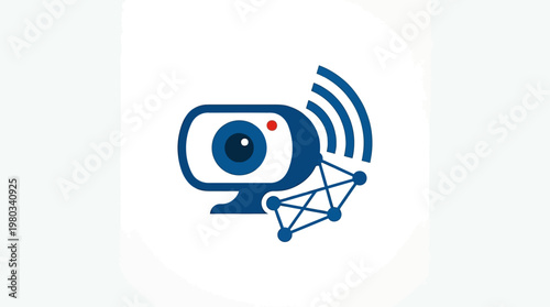 Webcam Icon with Signal and Network Connection