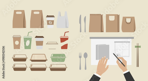 Food Delivery Packaging and Takeaway Containers Assortment
