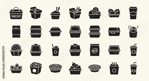 Black icons of various food containers.