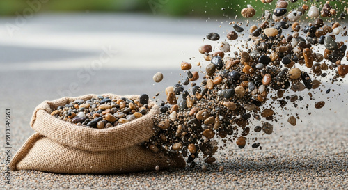 Professional landscaping asset showing decorative pebbles in heavy motion