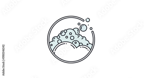 A minimalist line drawing of soap bubbles.