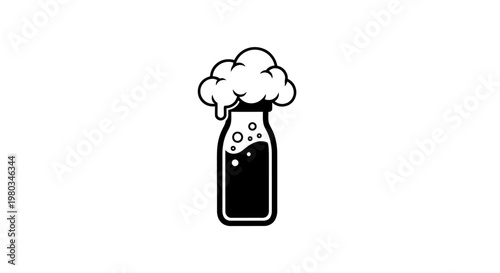 Black fizzy soda bottle illustration.