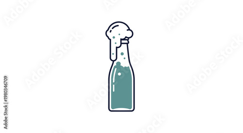 A bottle with a foamy top.