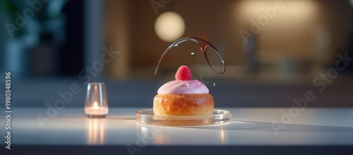 Indulge in the refined elegance of a masterfully crafted gourmet pastry.