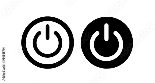 Minimalist Power On Off Button Vector Icon Set for Web and App Interface