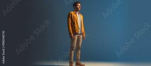 A wide cinematic portrait capturing a moment of quiet contemplation and modern style.