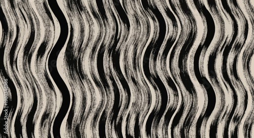 Abstract Black and White Wavy Lines Pattern.