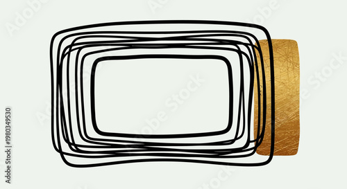 Abstract Black Scribble Over White Rectangle and Cork.