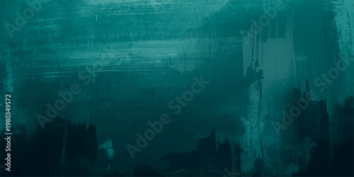 An abstract artistic representation in deep teal color with visible brushstrokes of a painting canvas.