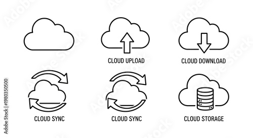 Cloud computing icons and symbols.