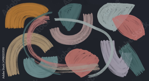 Abstract Brush Strokes Shapes Organic Forms.