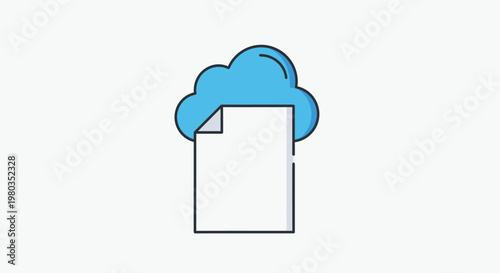A simple illustration depicting a document file stored within a cloud computing system.