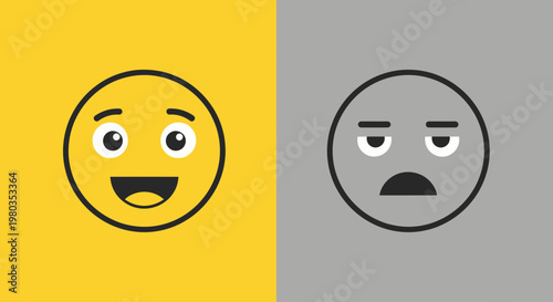 Happy Smiley Face vs Sad Emoji: Emotion Contrast, Mood, and Expression