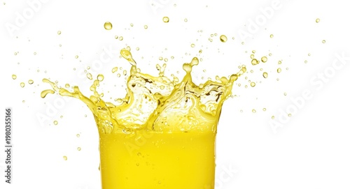 Vibrant lime juice droplets exploding against a bright white backdrop