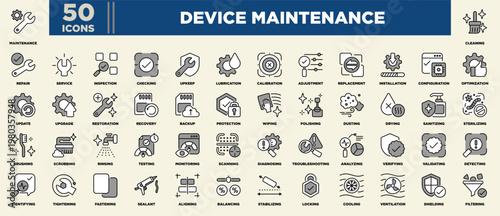 Device Maintenance Icon Sheet Black Grey