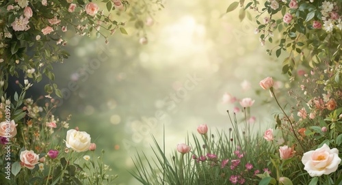 maternity and wedding photography design featuring delicate floral elements in a mystical garden