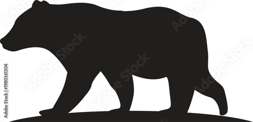 Black bear silhouette walking on white background