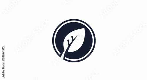 Simple Leaf Icon Inside a Circle.