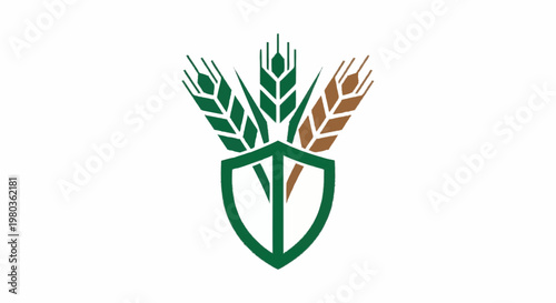 Wheat ears and shield logo representing agriculture and protection.