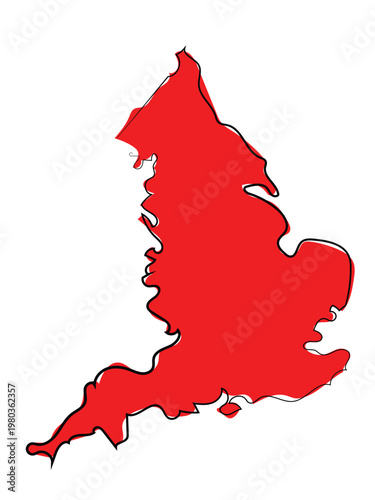 A map of England in a continuous line drawing style