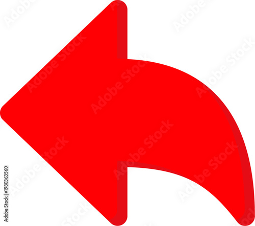Red curved arrow vector icon for back navigation or undo action