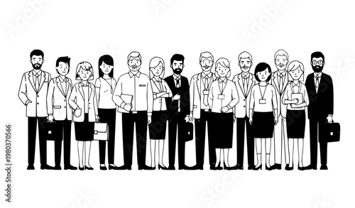 Professional People Group Illustration Set Isolated on White
