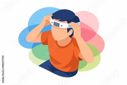 Man Wearing Smart Biohacking Headband for Brain Monitoring