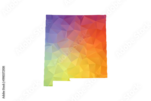 New Mexico Map - Polygon Style Vector Illustration in Rainbow Gradient, Low Poly Multicolor Geometric Design, Isolated on White Background, Suitable for Reports, and Creative Projects.