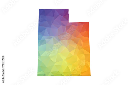 Utah Map - Polygon Style Vector Illustration in Rainbow Gradient, Low Poly Multicolor Geometric Design, Isolated on White Background, Suitable for Reports, and Creative Projects.