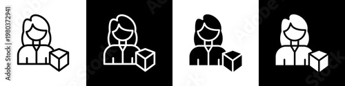 3D artist black and white icon design concept