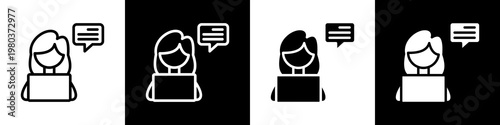 Blogger black and white icon design concept