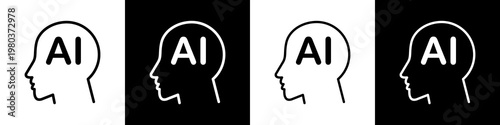 Ai creator black and white icon design concept