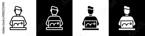 Animator black and white icon design concept