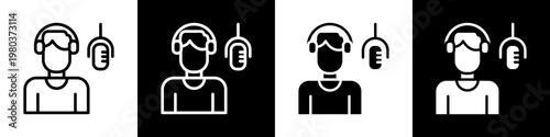 Voiceover black and white icon design concept