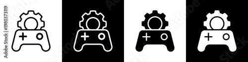 Game developer black and white icon design concept