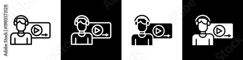 Course creator black and white icon design concept